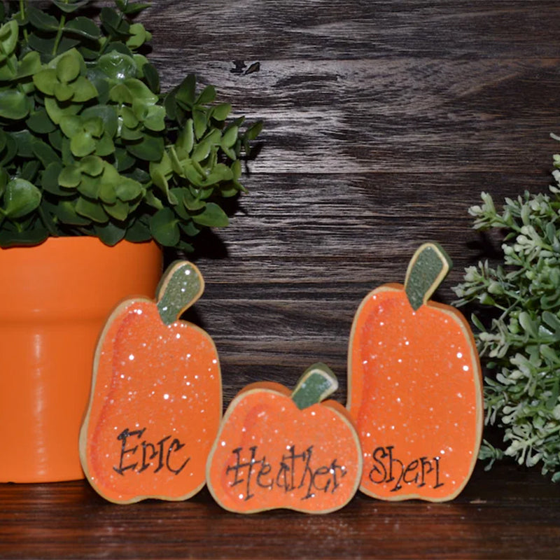 INDIVIDUAL Personalized Pumpkin Halloween Decor Thanksgiving Place Card Fall Decor