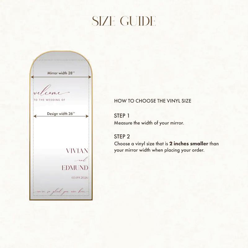 Wedding Decal, Mirror Sticker, Minimalist Welcome Sign, Custom Vinyl Lettering