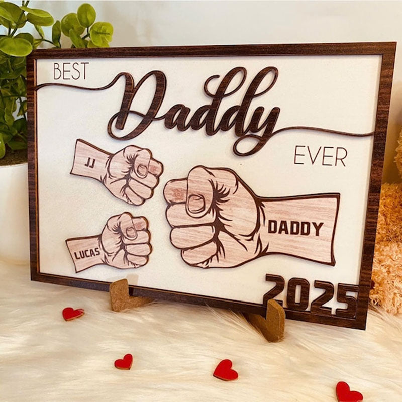 Personalized Fist Bump Dad and Kids Sign,  Dad Birthday Gift
