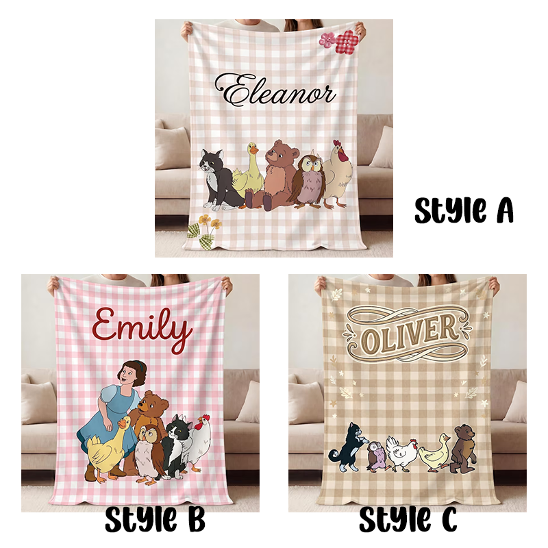 Personalized Forest Animal Blanket, Custom Baby Name Blanket