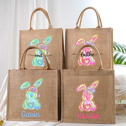 Personalized Easter Tote bag with Bunny,Easter Basket gift,Easter Bag with Name,Easter Gift