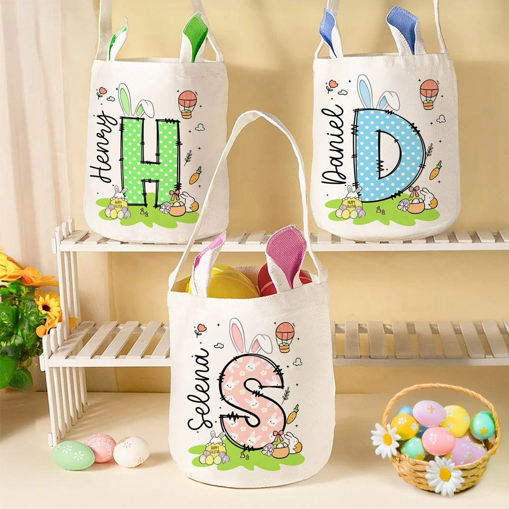 Personalized Easter Bunny Carrot Eggs Large Capacity Basket