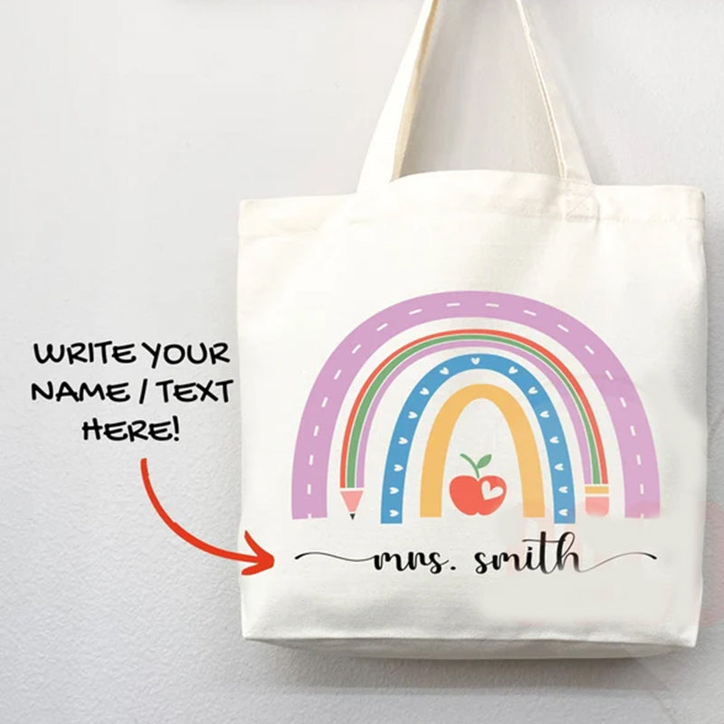 Teacher Appreciation Gift Tote Bag Canvas Custom Teacher Gift Personalized School Bag