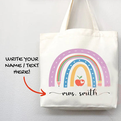 Teacher Appreciation Gift Tote Bag Canvas Custom Teacher Gift Personalized School Bag