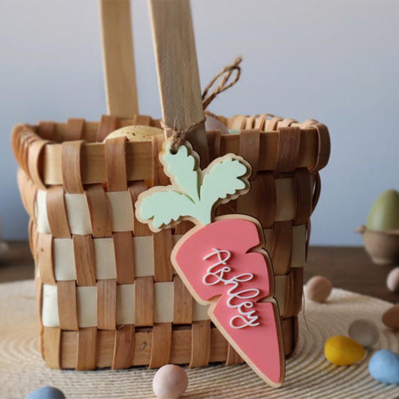 Personalized Easter Basket Name Tag: Acrylic Carrot Charm for Kids
