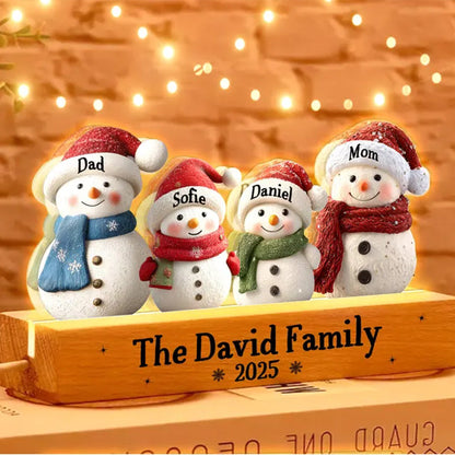 Custom Snowman Family Christmas Night Light, Snowman Christmas Decor