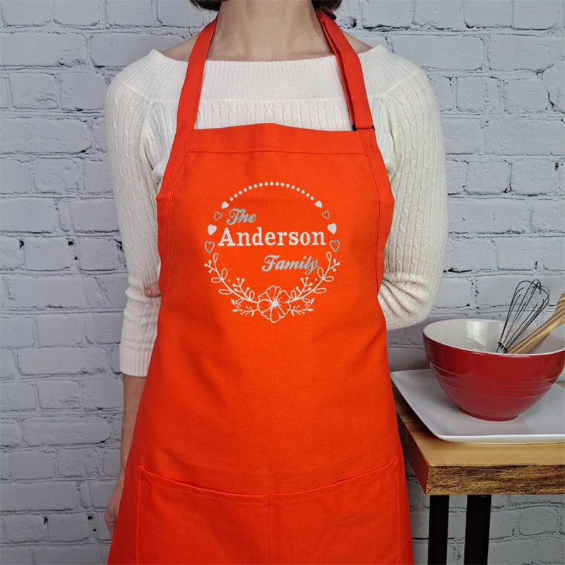 Customizable apron embroidered Personalized name kitchen apron with pockets