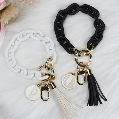 Personalized Chunky Chain Link Wristlet Keychain
