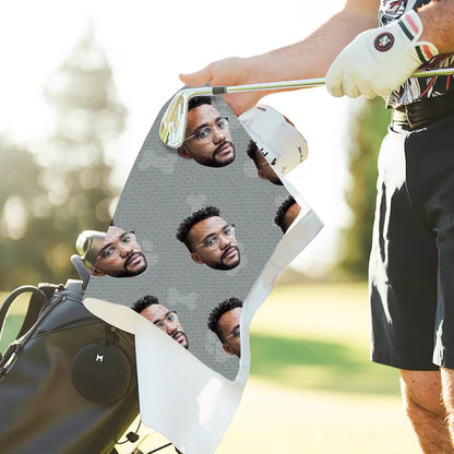 Personalized Pet Golf Towel - Funny Dog Face Photo on Golf Towel