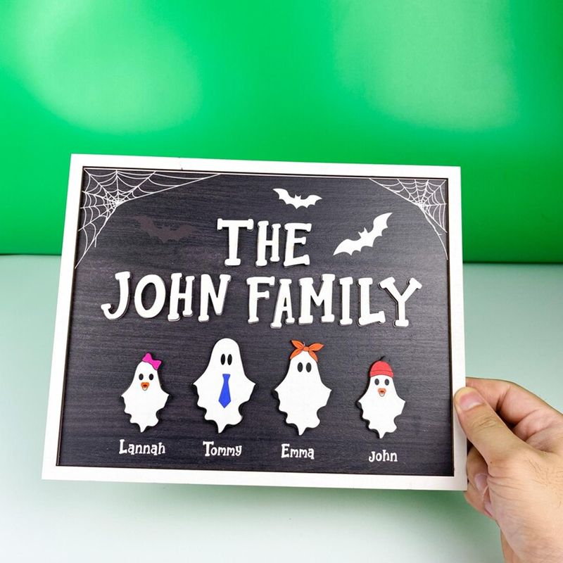 Custom Ghosts and Pets Decor, Halloween Sign with Stand