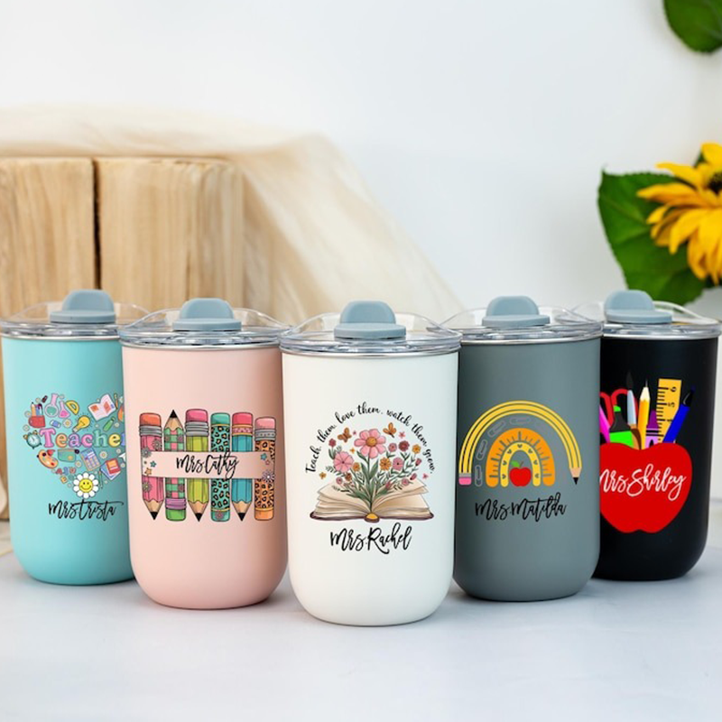 Personalised Teacher Tumbler with Name, Custom Wine Cup