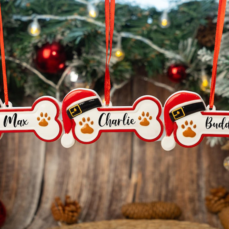 Custom Dog Paw Ornament,Personalized Pet Bone Xmas Decoration