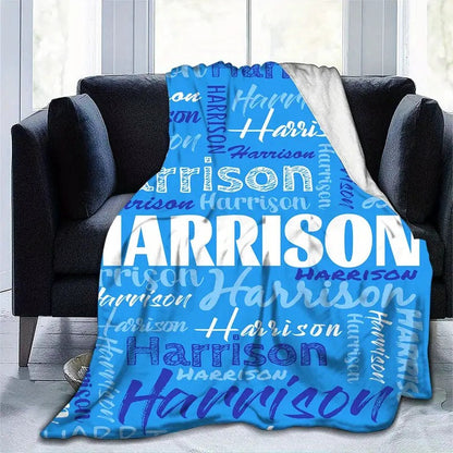 Personalized Name Throw Blanket, Contrast Color Design