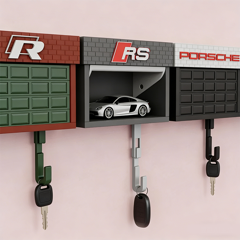 Mini Garage Key Holder: Toy Car Display with Hidden Compartment