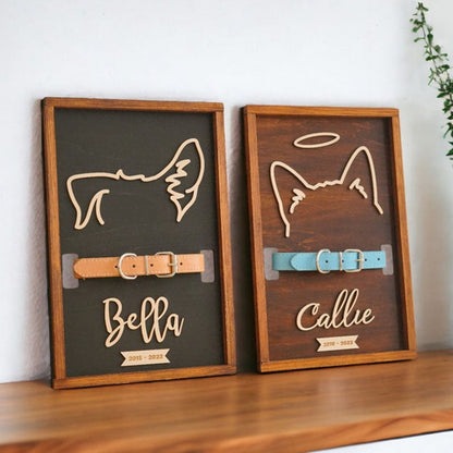Custom Memorial Dog Ears Art, Collar Sign, Dog Memorial