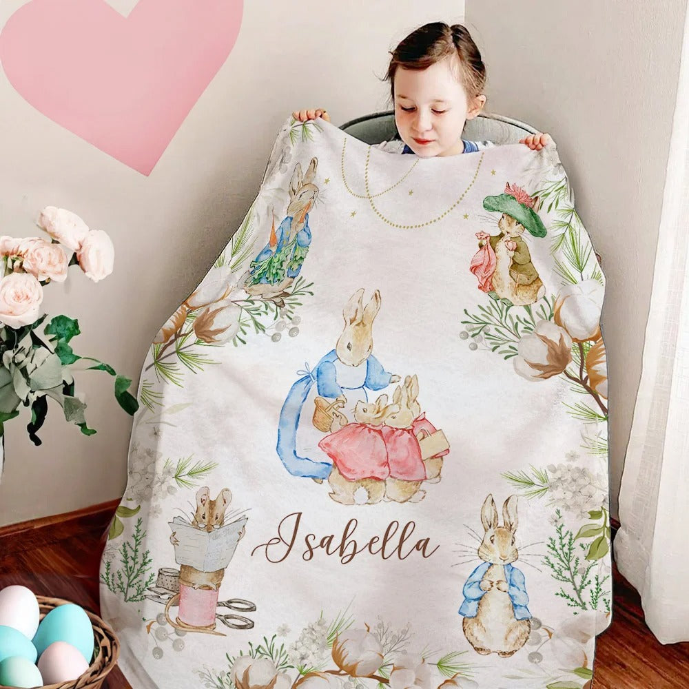 Personalized Easter Peter Rabbit Blanket with Name