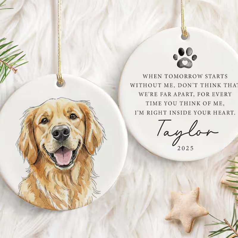 Custom pet memorial ornament, dog remembrance ornament, custom pet ornament