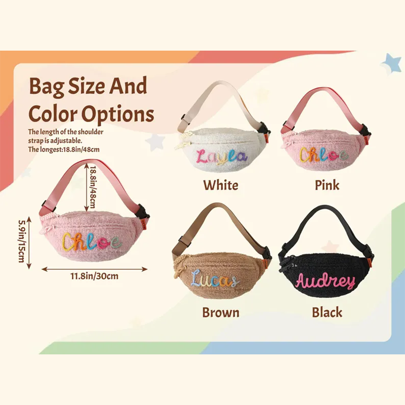 Personalized Plush Waist bag,Kids Crossbody Bag,Custom Crochet Name