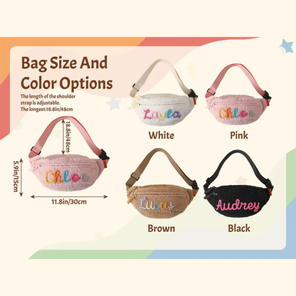 Personalized Plush Waist bag,Kids Crossbody Bag,Custom Crochet Name