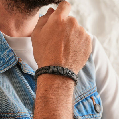 Personalized Mens Bracelet, Handmade Leather Beaded Jewelry with Kids Names