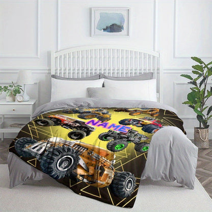 Custom Name Cozy Blanket: Featuring Cool Cross Country Vehicles