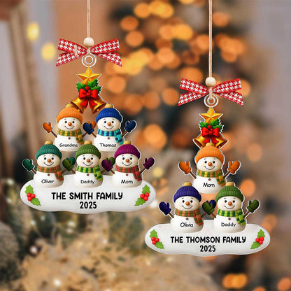 Custom Snowman Family Ornament, Personalized Christmas Ornament with Names