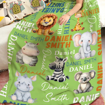 Personalized Cute Cartoon Koala Elephant Animal Soft Throw Blanket