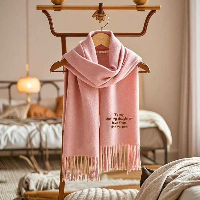 Embroidered Personalised Scarf, Monogrammed Scarf, Winter Scarf