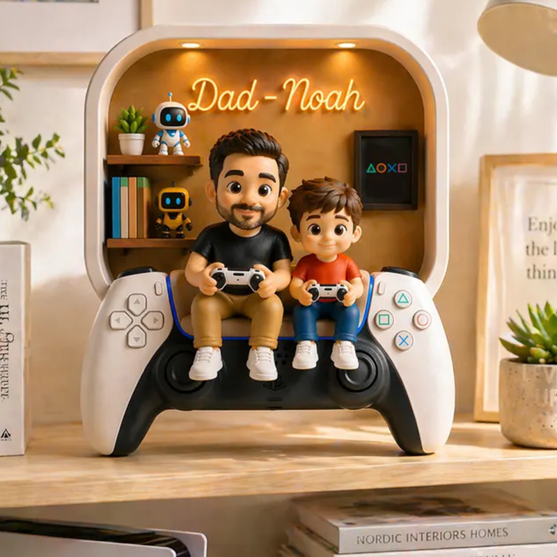 Personalized Dad And Son Gaming 2D Flat Acrylic Block