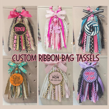 Custom FULL Ribbon Bag Tassel | Bogg Bag Tassels | Sports Ribbon Tassel