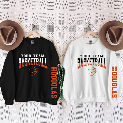 Your Team Basketball Sweater With Team Name And Number On Sleeve Sweatshirt