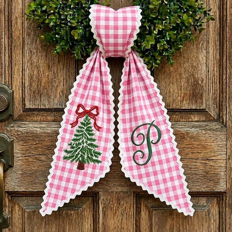 Custom Nutcracker Wreath Sash, Monogram Christmas Door Bow