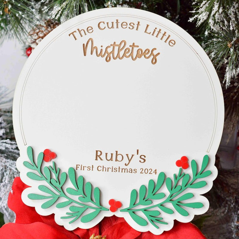 Baby Footprint Mistletoes Christmas Sign DIY Baby's First Christmas