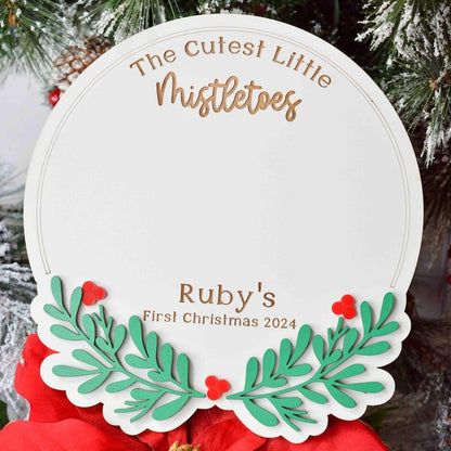 Baby Footprint Mistletoes Christmas Sign DIY Baby's First Christmas