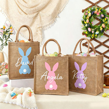 Personalized Easter Tote bag with Bunny,Easter Basket gift,Easter Bag with Name,Easter Gift