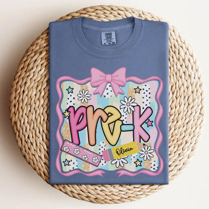 Preppy Pre-K Shirt Back To School Shirt, Personalized Hello Pre-k Tee