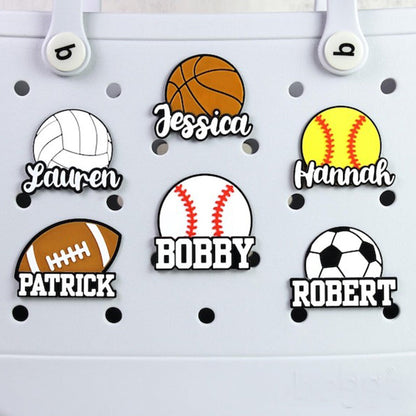 Personalized Sports Theme Name Charm Sports Bag Charm
