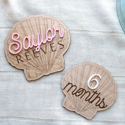 Personalized Beachy Baby Announcement Sign for Footprint Imprint