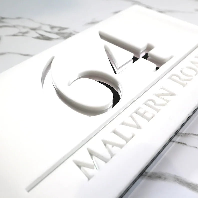 Laser Cut Matt Black & Silver Mirror Floating House Sign