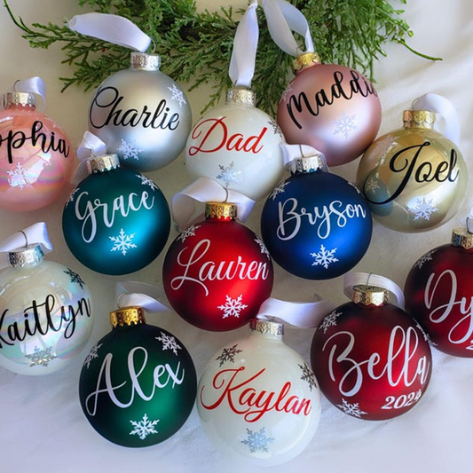 Personalized Christmas Glass Ornaments, Holiday Time