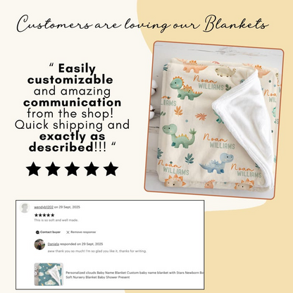Personalized Dinosaur Baby Blanket