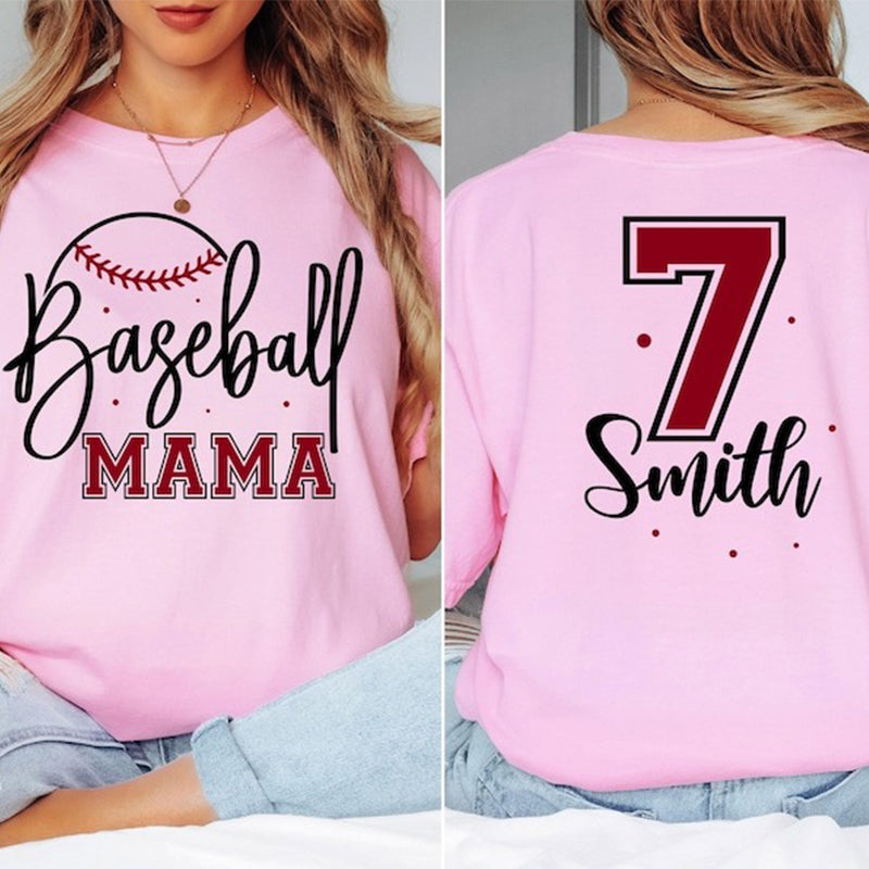 Comfort Colors Baseball Mama Shirt, Personalized Baseball Mom Tee