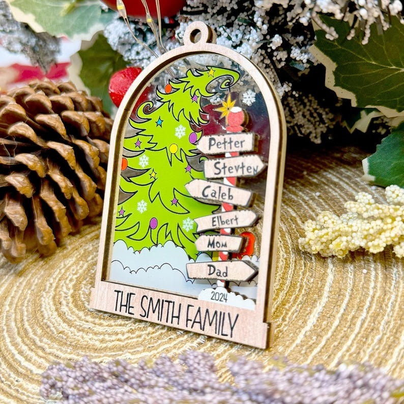 Personalized Family Christmas Ornament 2025, Custom Family Name Christmas Ornament