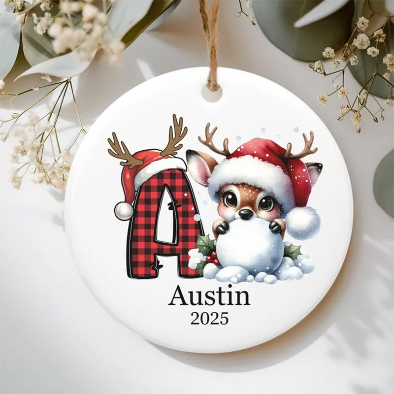 Custom Letter initial ornament, Ornament 2025, Kids Christmas Ornament Gift