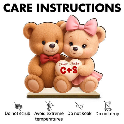 Loving Bear Couple - Personalized Wooden Plaque