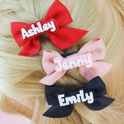 Custom Acrylic Name Bow Hair Clip