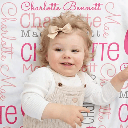 Personalized Baby Name Blanket - Baby Blanket - Name Pattern Blanket