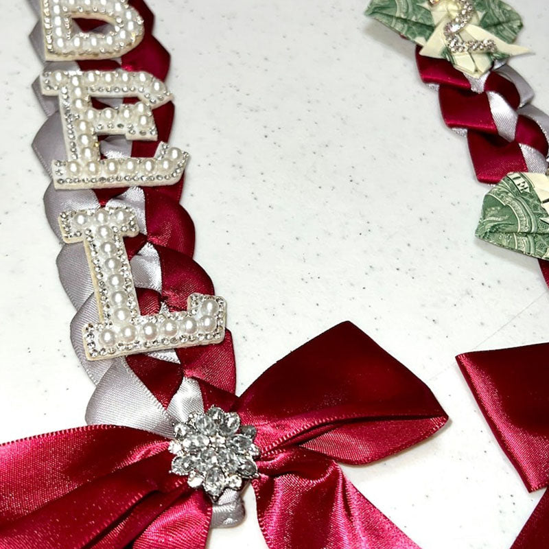 Graduation Lei, 2-Color Double Braid with Paper Decoration, Personalized Letters & Numbers