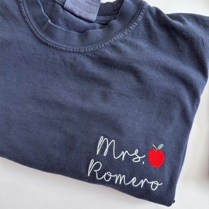Comfort Colors Custom Embroidered Teacher Name