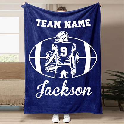 Football Customized Name and Number Blanket